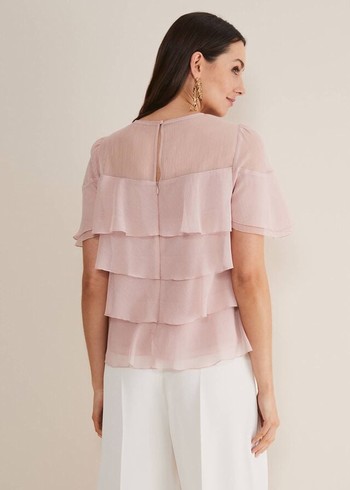 Phase Eight Stacey Ruffle Shirts Pink Australia | DM0716584